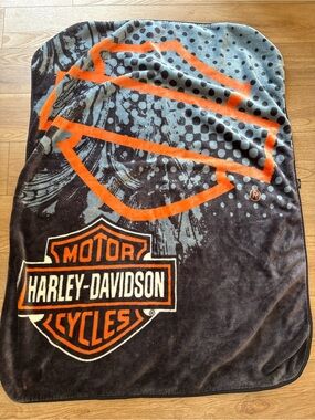 Harley Davidson Road Rash Raschel Throw Blanket 62x45”
